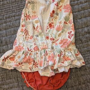 Baby Essentials Floral Ruffle Onesie - Pink and Green